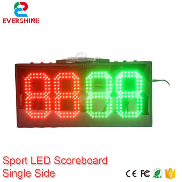 Placard Eletrônico Portátil para Esportes com LED Vermelho e Verde, Ideal para Futebol – 8 Polegadas, 4 Dígitos e Indicação de Substituições
