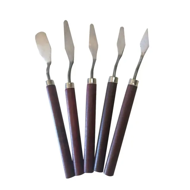 Conjunto de 5 Ferramentas de Aço Inoxidável para Pintura a Óleo: Paleta de Espátula e Raspador para Mistura de Cores