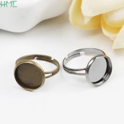 Prendedor de cabelo de grampo ajustável, anel branco base em branco para 12mm cabochões conjunto de camafeu faça você mesmo anel enfeites de jóias - Image 5