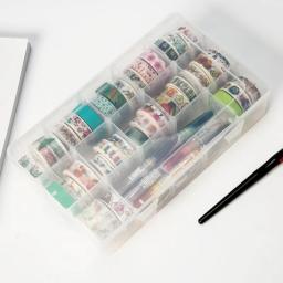 Organizador de artesanato transparente com 15 compartimentos, caixa de armazenamento para fita washi, materiais de arte e adesivos de papelaria - Image 1