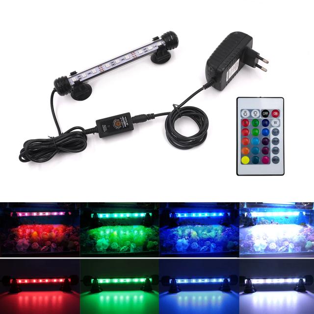 Lâmpada RGB Colorida para Aquário com Controle Remoto - Ideal para Tanques de Peixes e Jardins, 19-49 cm, 90-260V