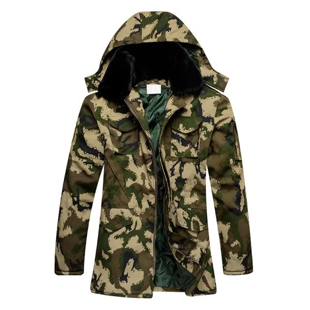 Casaco Camuflado Quente com Capuz Removível para Homens - Jaqueta Impermeável de Inverno em Tamanho Grande