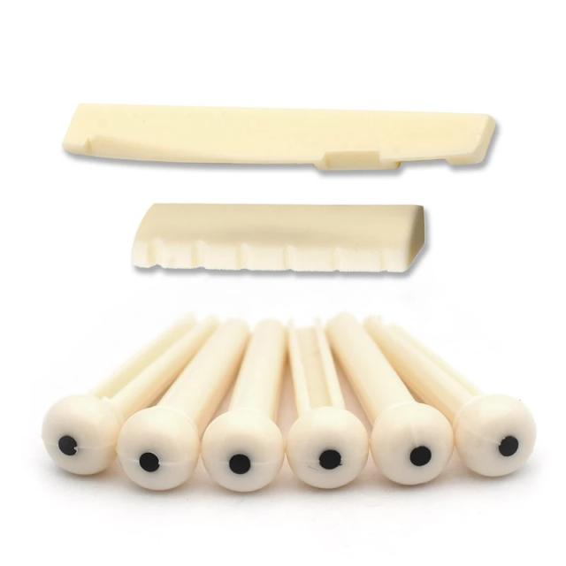 Acessórios Essenciais para Guitarra Acústica: Conjunto com 6 Cordas de Plástico MF, Porca e Pino de Ponte em ABS