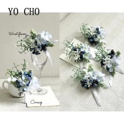 Yo cho pulseira bracelete de rosas azul royal, broche de flores com rosas, broche de mão, festa, casamento, decoração, adereços de fotografia - Image 3
