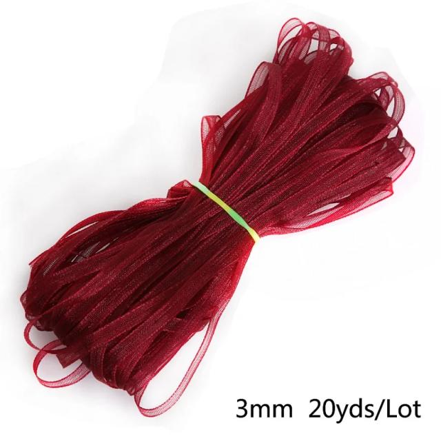 Fita de Organza 3mm - 20 Jardas para Decoração de Casamento, Artesanato e Presentes DIY