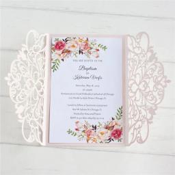 Convites de festa com envelope e flor de quinceañera, decoração de festa com impressão personalizada de 50 unidades - Image 4
