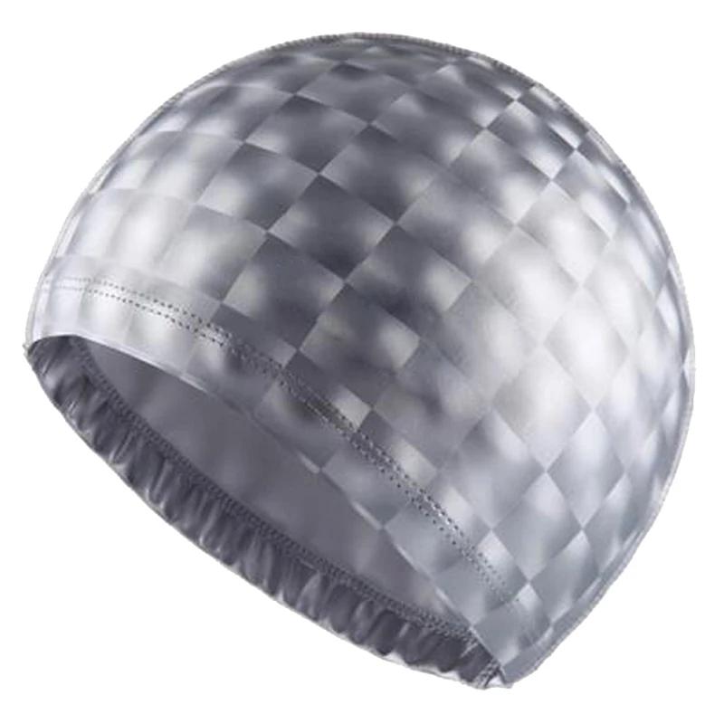 Crystal Water Cube Grids Hat para homens e mulheres, Tecido de revestimento PU, Proteção de cabelo longo impermeável, Piscina - Image 1