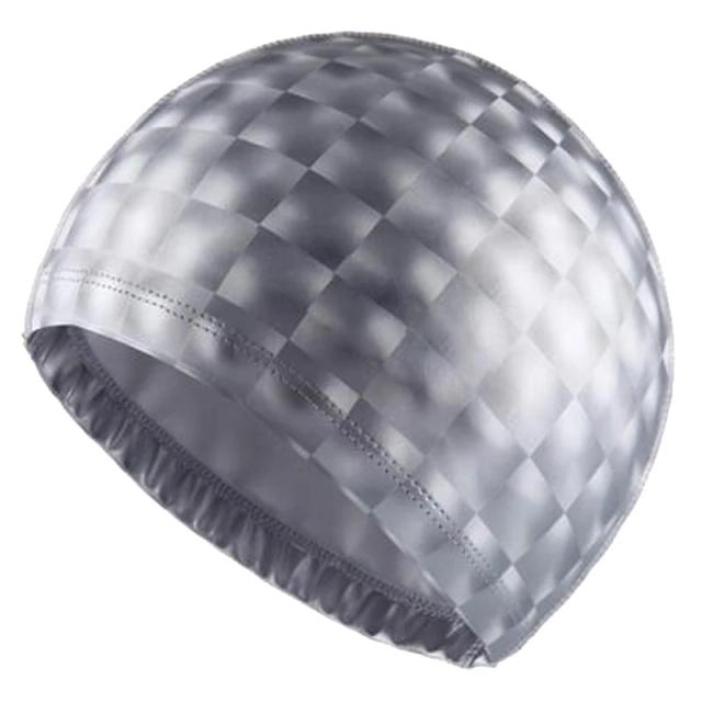 Chapéu Crystal Water Cube Grids Impermeável para Homens e Mulheres com Proteção para Cabelo Longo, Ideal para Piscina em Tecido PU