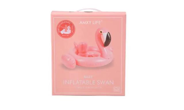 Boia Circular Inflável para Bebês com Flamingo e Guarda-Sol - Anel Seguro para Natação em Piscina