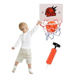 Crianças indoor pendurado suporte de basquete móvel tiro caixa de basquete brinquedo pendurado basquete cesta bola com bomba - Image 4