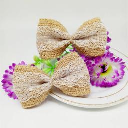 Laço de serapilheira de juta para decoração, fita de renda de juta para decoração de casamento vintage, laço para cabelo, chapéu, artesanato #325-2 com 10 peças - Image 2