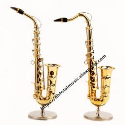 Saxofone em miniatura com acessórios decorativos, mini saxofone com suporte de metal, ornamentos decorativos, alto tenor, presentes, instrumentos musicais em miniatura - Image 4