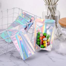 Rolo de papel-alumínio com fecho, 50 peças, zip-lock, brinquedo transparente, arco-íris, fechadura - Image 1