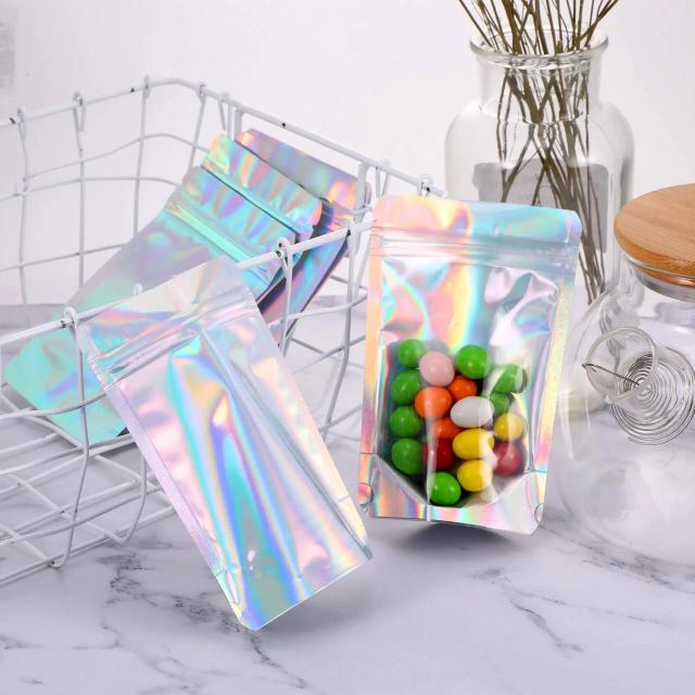 Rolo de Papel Alumínio com Fecho Zip-Lock - Brinquedo Transparente Arco-Íris com 50 Peças