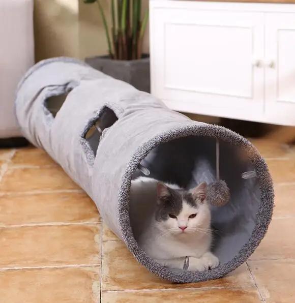 Brinquedo Dobrável de Túnel para Gatos - Diversão e Conforto para Seu Pet