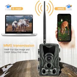 Câmera de vigilância para caça, natureza, smtp, mms, email, 4g, para monitoramento, hc801lte, 16mp, 1080p, câmera selvagem - Image 4