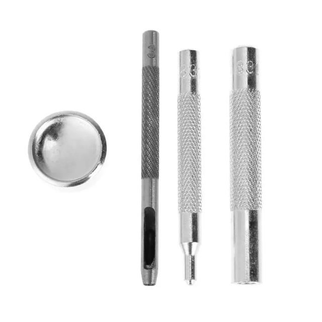 Conjunto de 4 Peças de Ferramentas para Instalação de Botões de Metal e Fechos de Pressão - Kit DIY Completo