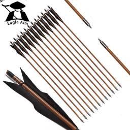 De madeira Caça Besta Seta, Handmade Recurve Bow, Longbow Parafusos, Hot Archery, Fit, 25-50lbs, 6PCs - Image 1