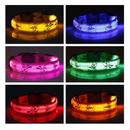 Coleira de nylon LED para animais de estimação, segurança noturna intermitente, Brilha no escuro, Cadeia de cabeça de animais elétricos para cães pequenos e médios - Image 1