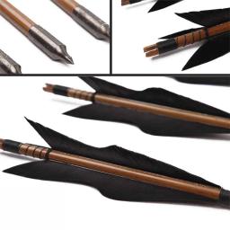 De madeira Caça Besta Seta, Handmade Recurve Bow, Longbow Parafusos, Hot Archery, Fit, 25-50lbs, 6PCs - Image 3