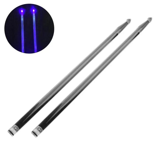 Baquetas de Bateria de Acrílico 5A com Luzes LED Brilhantes - 40cm, Ideais para Apresentações em Palco e Jazz, Brilham no Escuro