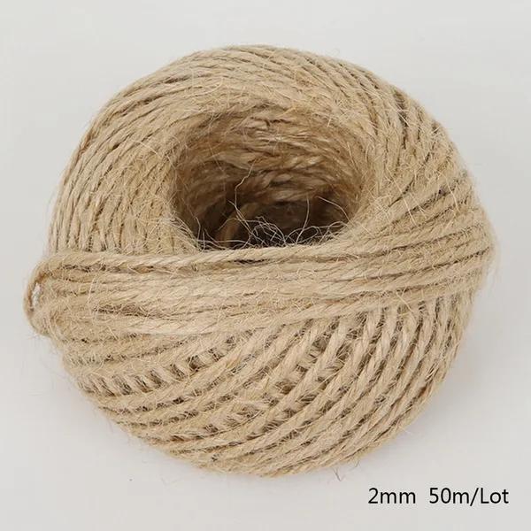 Diy corda de sisal natural 2mm decoração de casamento rústico 50 metros juta fio fino torcido juta corda cabo natal - Image 1