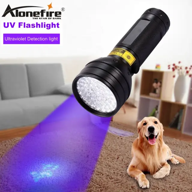 Lanterna UV Alonefire 51UV 395-400nm para Detecção de Urina de Animais e Vazamentos - Ideal para Gatos, Cães e Escorpiões