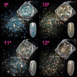 1 frasco de glitter colorido para a decoração do prego, adesivos hexágono, tamanhos diferentes, nail art, strass, decorações de poeira, frg # - Image 6