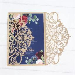 Convites de festa com envelope e flor de quinceañera, decoração de festa com impressão personalizada de 50 unidades - Image 1