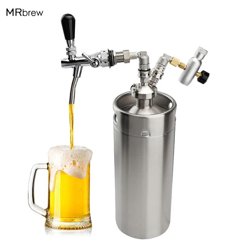 Kit dispensador de cerveja em aço inoxidável, Mini CO2 regulador, Barril com sistema ajustável Tap Set, Homebrew Bar Tools, 3.6L128oz - Image 1