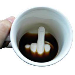 Caneca branca de dedo médio, caneca com design criativo estilo de novidade caneca de mistura de leite e café caneca engraçada de cerâmica capacidade de 300ml copo de água - Image 5