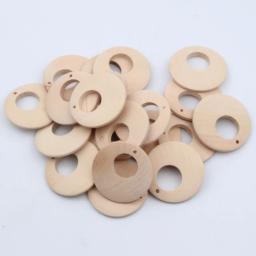 Contas de Madeira Natural para Fazer Jóias, Anéis Redondos Pingentes, Brincos e Colares, Acessórios DIY, 40mm, 20PCs - Image 1