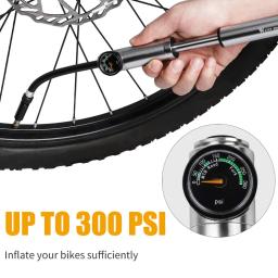Bomba de ar para bicicleta west biking, bomba de ar de liga de alumínio de alta pressão com calibre 300 psi para pneus de ciclismo - Image 3