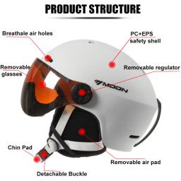 Lua capacete de esqui integralmente moldado pc + eps capacete de esqui de alta qualidade óculos esportes ao ar livre esqui snowboard skate capacetes dos homens - Image 5