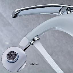 ROVATE-Single Hole Basin Faucet, único furo, torneiras de pia montadas, misturador frio e quente para banheiro, torneira branca - Image 4