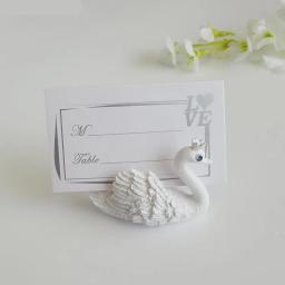 Novo cisne branco com coroa local, porta cartão, decoração de mesa para casamento/festa, 10 peças - Image 2