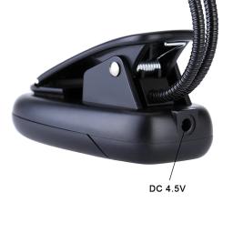 Dupla Flexível Duplo Flex Piano Suporte de Música, Livro Luzes, Lâmpada de leitura, Clip-on Table Desk Lamp, USB, AAA operado, Gooseneck, 4 LEDs - Image 5