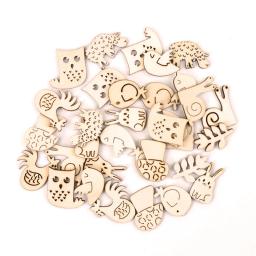 Animais De Madeira Em Forma De Ornamento Pendurado, Scrapbooking Artesanato Acessório, Decoração Para Casa, Pintura Artesanal, 25-30mm, 20Pcs - Image 3