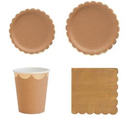 Partido Pure Kraft Descartável Conjunto de Talheres, Papel, Pratos, Copos, Palha, Guardanapos, Casamento, Carnaval, Suprimentos temáticos - Image 1