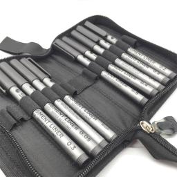 Sta caneta com ponta fina 9 peças, suprimentos de arte para desenho profissional à prova d'água, material marcador para esboço - Image 1