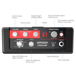 Pockamp amplificador portátil de guitarra, amplificador com 80 ritmos de tambor embutidos e multiefeitos, afinador com funções de tempo - Image 5