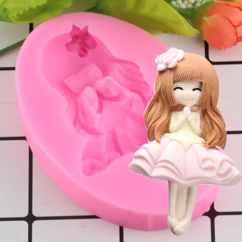 Molde de silicone para artesanato de açúcar, forma de menina para fondant, cozinha, confeitaria, chocolate, massas, bolos, ferramentas de decoração - Image 1