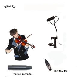 Profissional Clipe Instrumento Violino Microfone, bandolim Viola Microfone, Shure Transmissor sem fio, XLR Mini 4Pin Fantasma - Image 1