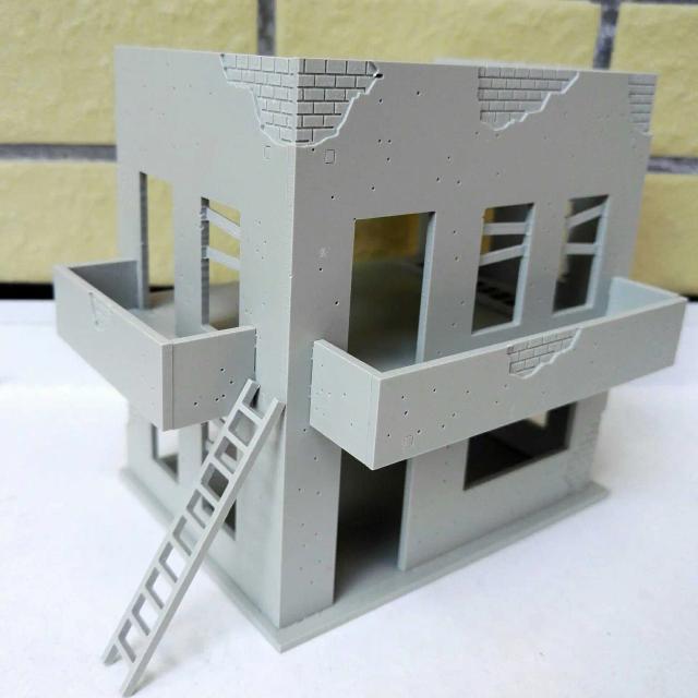 Kit de Construção de Edifício Militar Danificado em Plástico para Decoração de Cenários Arquitetônicos em Escalas 1:50 e 1:72