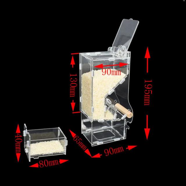 Gaiola Alimentadora Automática Transparente para Papagaios e Pássaros Pequenos - Recipiente de Comida Prático para Animais de Estimação