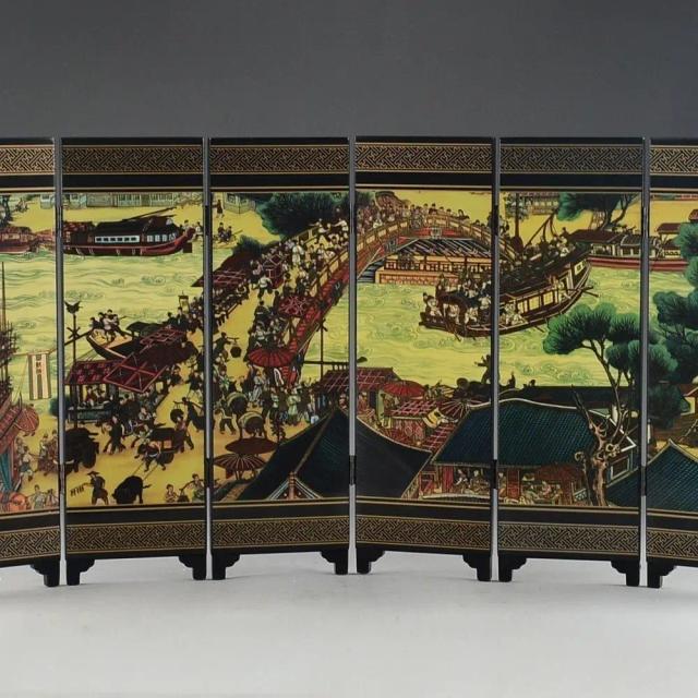 Decoração de Tela Dobrável para o Festival Qingming: Produtos Chineses de Esmalte Artesanal