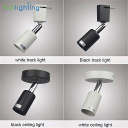 Minimalista ajustável Rail Holofotes, teto montado pista iluminação, E27, Track Light, Universal Connector Direction - Image 2
