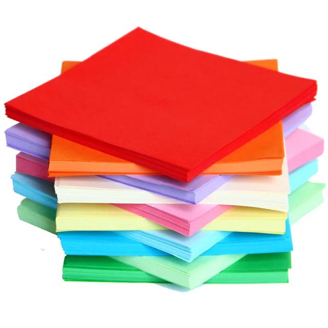 Papéis de Origami Coloridos 15 cm - Lote com 100 Peças de Face Única para Artesanato e Scrapbooking