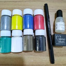 Versa Mark Em Relevo Em Pó para DIY, Almofada De Impressão, Suplemento Líquido Set, Tinta Artesanal, Ferramenta De Raspagem, Carimbo De Borracha - Image 4