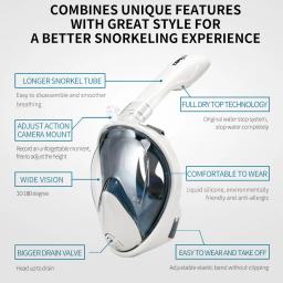 COPOZZ Profissional Snorkeling Máscara De Mergulho Subaquático Mergulho Completo Face Snorkel Máscara Anti Fog Goggles para Adultos Equipamentos De Natação - Image 2